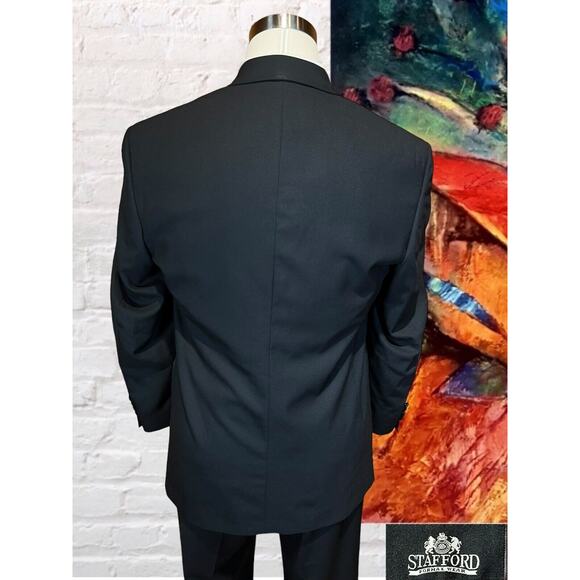 Stafford Tuxedo Jacket 40R Mens Black Suit Coat Jacket Only - Picture 5 of 14